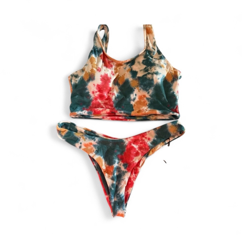 NWT Zaful Tie-Dye Ribbed Bikini Set
